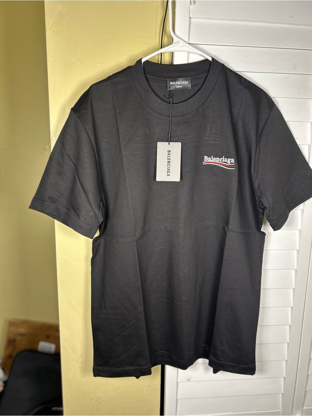 Balenciaga Black Crewneck Tee with Subtle Wave Logo